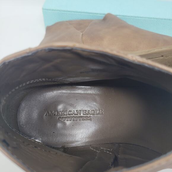 American Eagle Outfitters Booties Womens sz 7 Tan Chocolate Mocha Chunky Heels - Picture 4 of 9